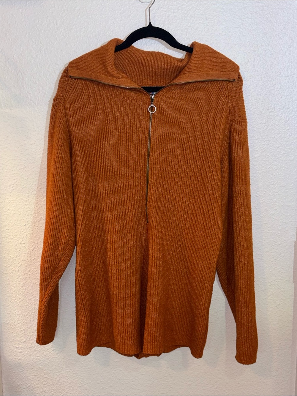 Urban Outfitters Rust Orange Knit Half-Zip Sweater